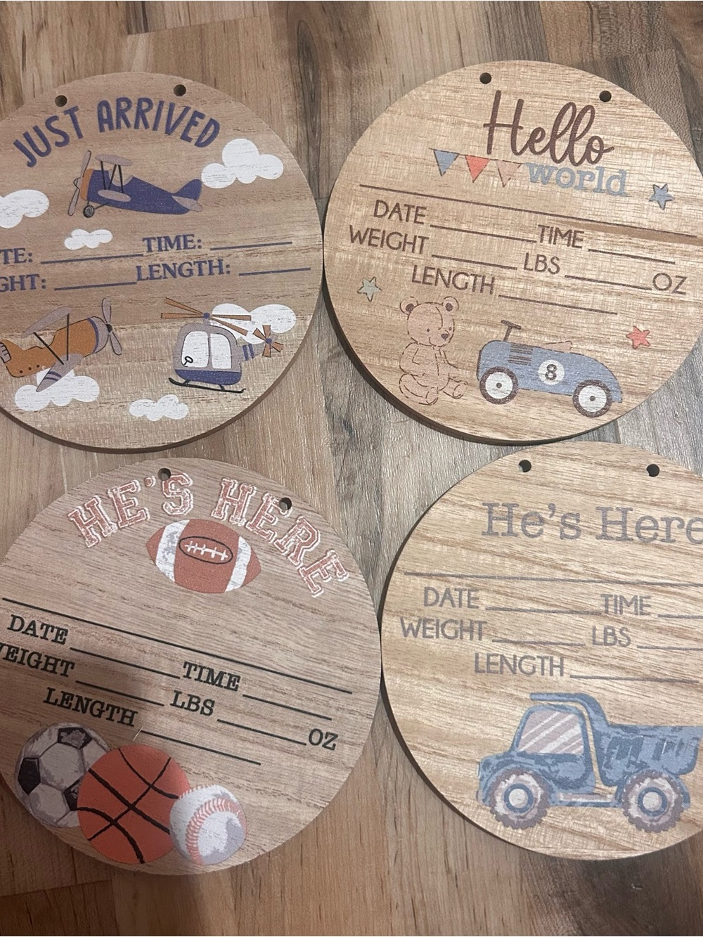 Baby Milestone Wooden Plaques - Neutral Blue & Tan Set